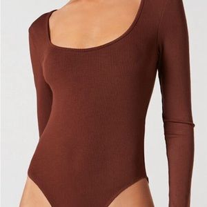 Scoop Neck Rib-Knit Solid Bodysuit